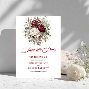 Trendy Blush Burgundy Groenery Save The Date