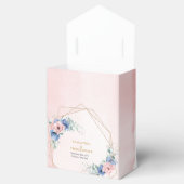 Trendy blush en blauw bloemeneucalyptus gouden lij bedankdoosjes (Geopend)