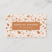 Trendy Blush & Oranje Terrazzo Visitekaartje (Voorkant)