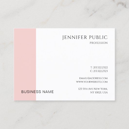 Trendy Blush Pink Elegant Company Modern Simple Visitekaartje (Achterkant)