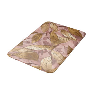 Trendy Blush Pink Gold Boho Leaves Collectie Badmat