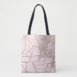 Trendy Blush Pink met gouden kaart en naam Draagtas