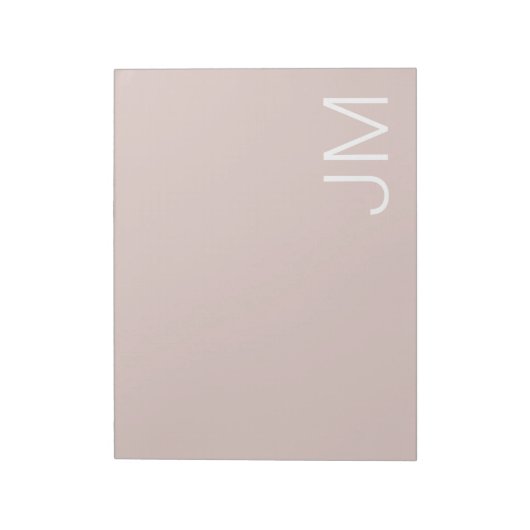 Trendy Blush Pink Oversize Monogrammen Initialen Notitieblok (Gedraaid)