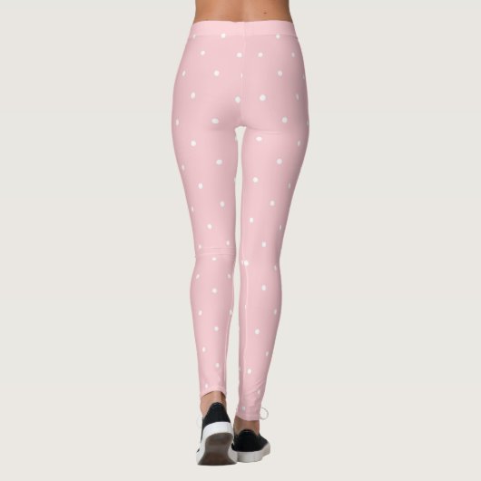 Trendy Blush Pink White Circles Stippen Chic Sjabl Leggings (Achterkant)