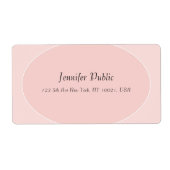 Trendy Blush Pink White Elegant Moderne Script Etiket (Voorkant)