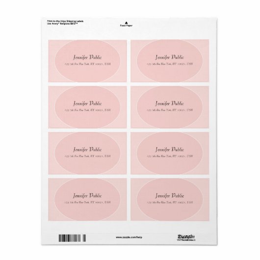 Trendy Blush Pink White Elegant Moderne Script Etiket (Full Sheet)