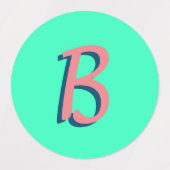 Trendy Blush Roze 3D Tekst Initiaal | Neon Blauwgr Labels (Design 1)