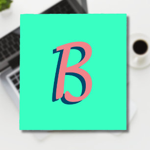 Trendy Blush Roze 3D Tekst Initiaal Neon Blauwgr Notitieblok
