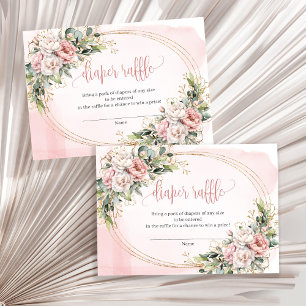 Trendy Blush Roze Bloemige Eucalyptus Luier Raffle Informatiekaartje