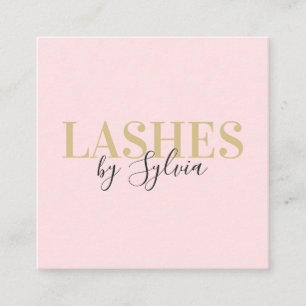 Trendy blush roze en gouden zweetjes chic script f vierkante visitekaartje