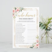 Trendy blush roze floral die de beste bruid kent (Staand voorkant)