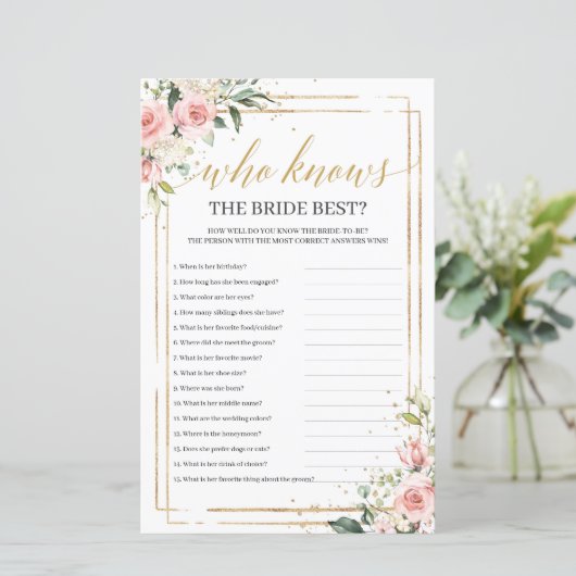 Trendy blush roze floral die de beste bruid kent (Staand voorkant)