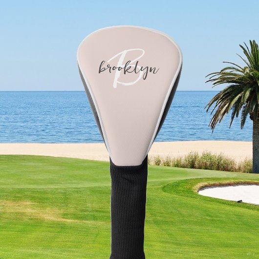 Trendy Blush Roze Grijs Script Monogram Golfheadcover