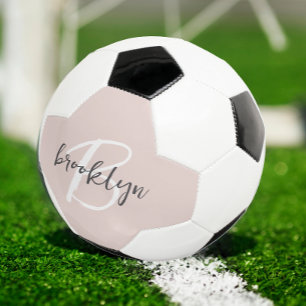 Trendy Blush Roze Grijs Script Monogram Naam Voetbal