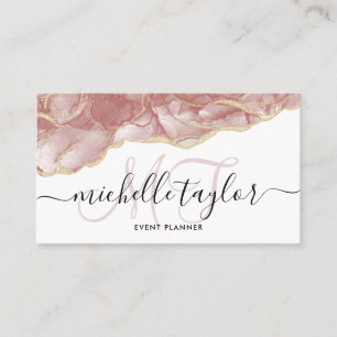 Trendy Blush roze Monogram Make-up Haarsalon Visitekaartje