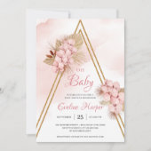 Trendy Blush Roze Orchidee Gedroogde Palm Oh Baby  Kaart (Voorkant)