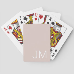 Trendy Blush Roze Oversized Monogrammen Initialen Pokerkaarten