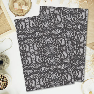 trendy bohemian girly Parijse zwarte kant Tissuepapier
