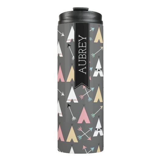 Trendy Bohemian Teepees & Arrows gepersonaliseerd Thermosbeker (Voorkant)