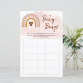 Trendy Boho Blush Pink Rainbow Copper Bingo Game (Staand voorkant)