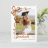 Trendy Boho Bow Ribbon 2 FOTO Afstudeerfeest Kaart (Staand voorkant)