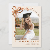 Trendy Boho Bow Ribbon 2 FOTO Afstudeerfeest Kaart (Voorkant)