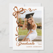 Trendy Boho Bow Ribbon 5 FOTO Afstudeerfeest Kaart (Voorkant)