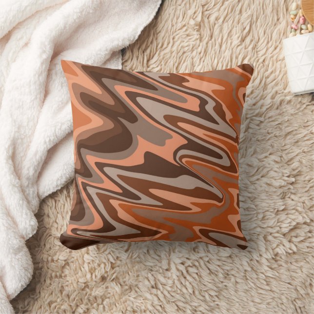 Trendy boho brown oranje Abstracte golvis Kussen (Deken)