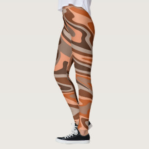 Trendy boho brown oranje Abstracte golvis Leggings