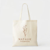 Trendy Boho chique terracotta bloem gepersonalisee Tote Bag (Voorkant)