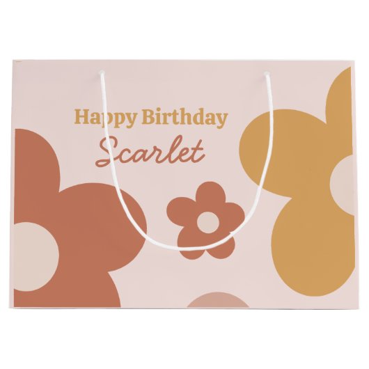 Trendy Boho Daisies Groot Cadeauzakje (Voorkant)