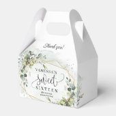 Trendy boho eucalyptus groen goud 16e verjaardag bedankdoosjes (Voorkant Zijde)