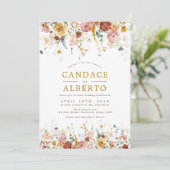 Trendy Boho Garden Flowers Wedding Party Kaart (Staand voorkant)