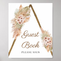Trendy Boho Gedroogd Palm Pampas Gras Guestbook