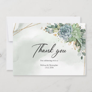 Trendy boho groene succulenten eucalyptus loof bedankkaart