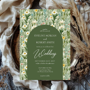 Trendy Boho lente wilde bloemen groene boog Kaart
