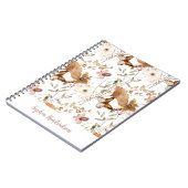 Trendy Boho Neutrale Herfst Wildbloemen op Wit Notitieboek (Linkerzijde)