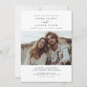 Trendy Boho Rustieke Minimalistische Fotobruiloft Kaart (Voorkant)