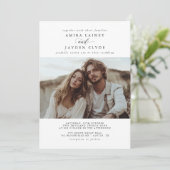 Trendy Boho Rustieke Minimalistische Fotobruiloft Kaart (Staand voorkant)