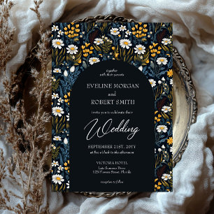 Trendy Boho witte madeliefjes wilde bloemen marine Kaart