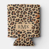 Trendy Bold Leopard Print Aangepast 3 Letter Monog Blikjeskoeler (Achterkant)