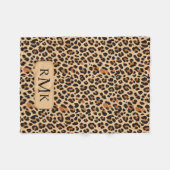 Trendy Bold Leopard Print Aangepast 3 Letter Monog Fleece Deken (Voorkant (Horizontaal))