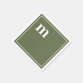 Trendy Bold Lower Hoesje Monogram Olive Green Servet