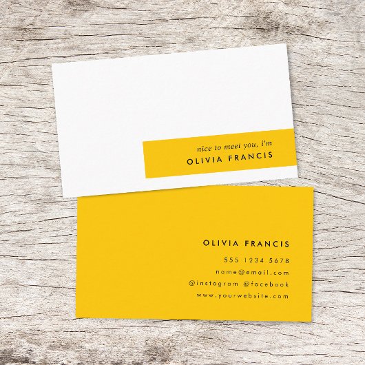 Trendy Bold Mustard Yellow Minimum Simple Visitekaartje