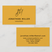 Trendy Bold Mustard Yellow Monogram Visitekaartje (Voorkant / Achterkant)