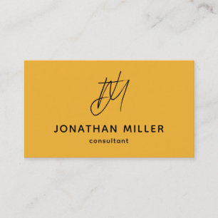 Trendy Bold Mustard Yellow Monogram Visitekaartje