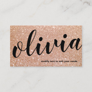 Trendy Bold Roos Gold Glitter Script Kalligrafie Visitekaartje