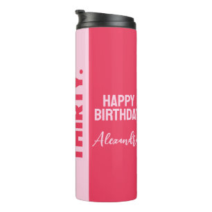 Trendy Bold Roze en Rode Girly 30e verjaardag Thermosbeker