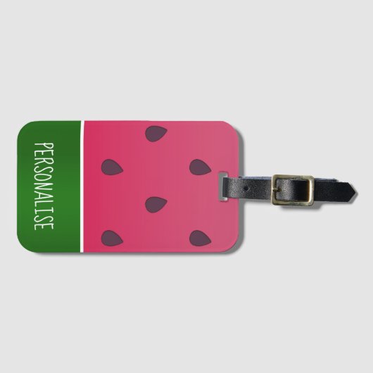 Trendy Bold Watermelon Custom Text Bagagelabel (Voorkant (horizontaal))