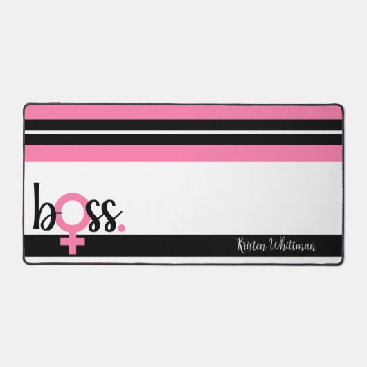 Trendy Boss Lady Moderne Typografie Strepen Bureaumat (Voorkant)
